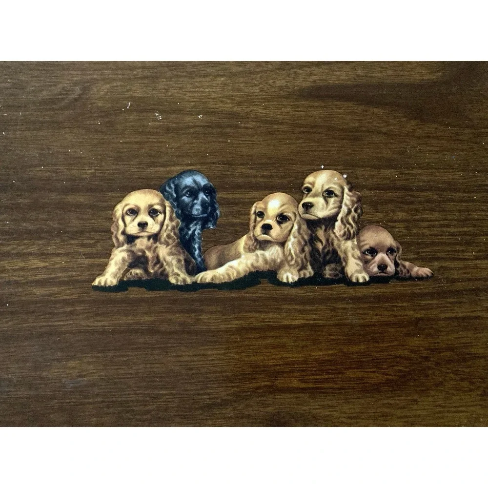 Vintage Hasko set of buffet luncheon lap serving trays puppies dogs litho 1950's